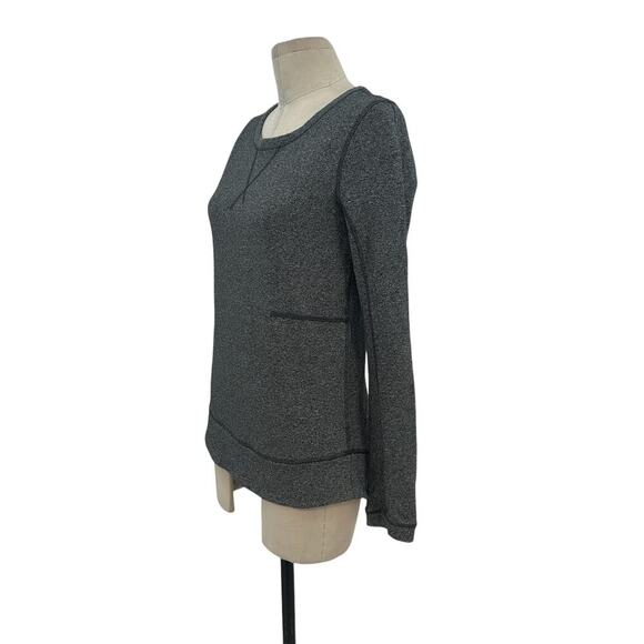 Lululemon Exhalation Pullover Heathered Speckled Black Gray Size 4 - Picture 4 of 10